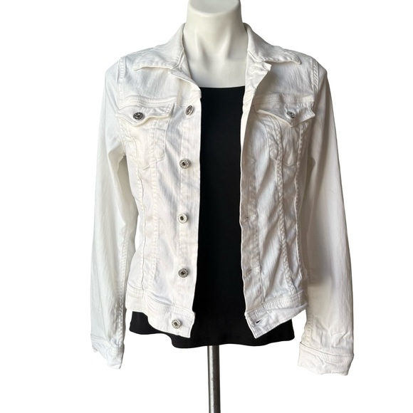 AG Adriana Goldschmied Robyn White Denim Jacket, Sz Lg - Picture 3 of 16
